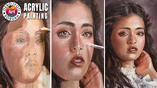 How to Blend ACRYLIC Paint Like OIL | Portrait Painting Tutorial with Acrylic by Debojyoti Boruah