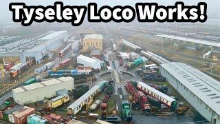 360° AERIAL VIEWS of the LOCOS, Boilers and Tenders & Other Loco Parts Stored at TYSELEY Loco Works!