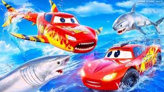 SHARK McQueen’s Heroic Rescue: Saving Lightning McQueen from the Shark Attack!