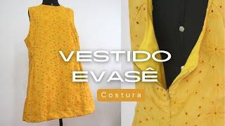 Vestido evasê tubinho com recorte princesa forro e zíper invisível embutido