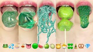 asmr GREEN EMOJI FOOD 🟢 초록색 이모지 먹방 eating sounds