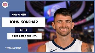 JOHN KONCHAR 8 PTS 5 REB 1 AST 1 BLK 1 STL | vs CHA 10 Oct 24-25 MEM Player Highlights