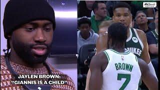 Jaylen Brown says "Giannis is a child" after faking handshake then walks away!