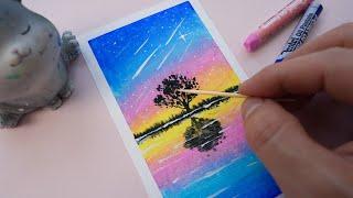 Easiest night sky drawing with oil pastels