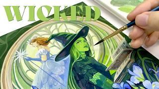 Creating a Poster for Wicked｜Exploring Elphaba’s Story｜Gouache Painting Process｜Paint with Me 