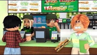 My Daughter's First JOB AT SUBWAY! *RUDE BOSS! HER STALKER SHOWS UP?* VOICE Roblox Bloxburg Roleplay