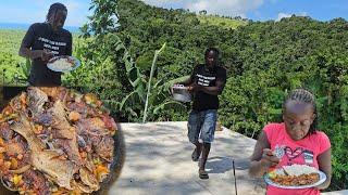 Cooking on top of my roof | Stew fish with white rice | Breakfast settings