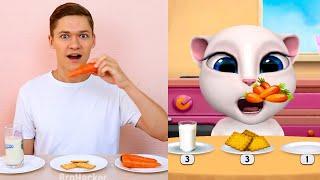 Imitate Angela Eating Food  My Talking Angela 2 Real Life