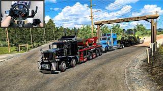 Towing Broken Truck Together with Heavy Load - American Truck Simulator - Logitech G29 Setup