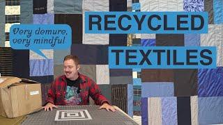 I made a Blue Improv Quilt out of Recycled Textiles from Fabscrap !