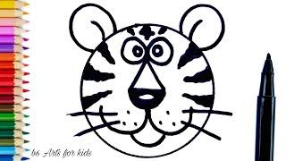 How to Draw Tiger Easy from Circle | b6 Arts for kids