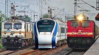 Dangerous 130kmph WAP7 Bhubneswar Rajdhani+Steel SF+CST Duronto+SMVT Duronto attacks Shyamchak- IR