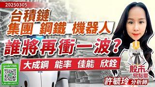 台積鏈 集團 鋼鐵 機器人  誰將再衝一波？大成鋼 能率 佳能  欣銓｜股市易點靈 許毓玲 分析師｜20250305