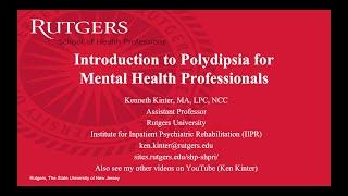 Introduction to Polydipsia for Mental Health Professionals