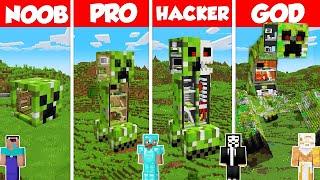 Creeper Statue Build Battle Challenge - Noob vs Pro vs Hacker vs God - Minecraft Animation