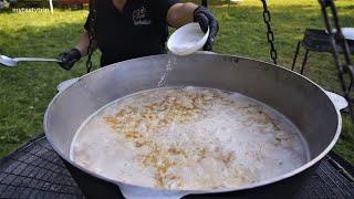 Kulish - Ukrainian street food!  Zaporozhian Cossacks food  in huge cauldron