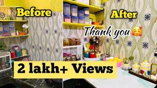 KITCHEN MAKEOVER UNDER 500|Indian Kitchen countertop decor #kitchenmakeover #countertopdecor