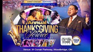 Christ Embassy Toronto Canada Service, 9:00am Annual Thanksgiving, Sunday, December 22nd, 2024