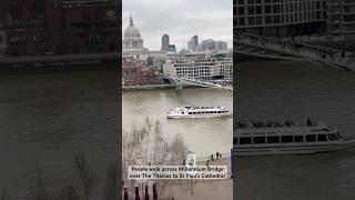 People walk across Millennium Bridge over Thames to St Paul’s Cathedral #london #millenniumbridge