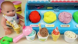 Baby Doll Ice cream shop and Play Doh ice cream toys