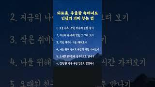 외로움, 우울함 속에서도 인생의 의미 찾는 법 #외로움,#우울,#인생,#중년,#노년