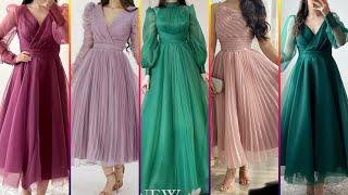 New Stylish Long Maxi With Puff Sleeve Designs/ Long Frock Designs/ Modern organza maxi dress