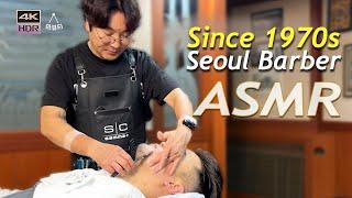 ASMR1970s Korean Master Barber Haircut, Hot Towel Shave | Relaxing Seoul Barbershop