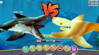 ENEMY EVIL MEGAMOUTH SHARK VS GOLDEN MEGAMOUTH SHARK - BIG SHARK UNLOCK HUNGRY SHARK WORLD GAMEPLAY