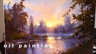 How To Paint A Beautiful Morning Landscape In Oil | Time Lapse