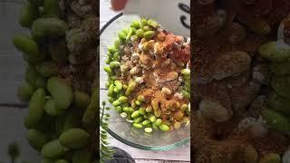Easy roasted edamame snack in 20 minutes #veganfitness #highproteinvegan #veganrecipes #shorts