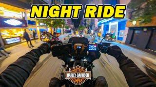 NIGHT RIDE W/ HARLEY DAVIDSON | EXHAUST SOUND ONLY ASMR