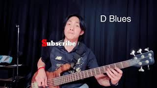 Blues in D Walking Bass Line Example