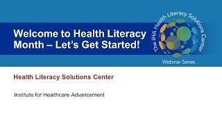 HLSCWebinar Health Literacy Month Let's get started