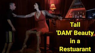 Tall "DAM" Beauty in a Restaurant | tall woman short man | tall girl short guy