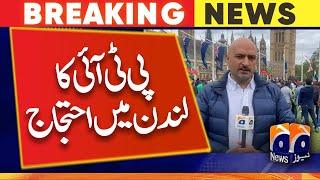 PTI's protest in front of the British Parliament in London - Geo News