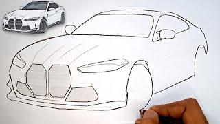 BMW M4 Car Drawing tutorial | How to draw a BMW Car |  Easy to Draw, Finishing like a pro 