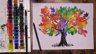 Watercolor rainbow tree - Virtual McArt