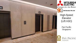 [ALL THE WAY UP!] Mitsubishi (mod. 9G) High-Speed Elevator at Pan Pacific Singapore (Lift H3C)