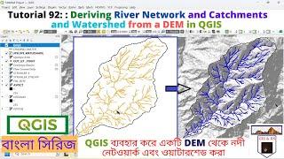 Deriving River Network and Catchments and Watershed from a DEM using QGIS