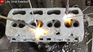 Las aluminium cylinder head |  welding aluminium | restoration cylinder head | cylinder head repair