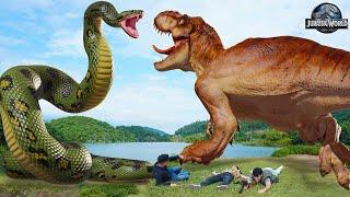 New Hollywood Movie (2024) Dinosaur Attack | T-rex Vs Anaconda | Jurassic Park| Dinosaur