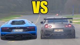 NISSAN GTR R35 vs LAMBORGHINI AVENTADOR  *ACCELERATION SOUND*