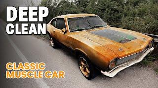 DEEP CLEANING ASMR IN A RARE AND ABANDONED FORD CAR! | FULL DETAIL