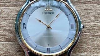 Vintage June 1991 Seiko 5A74-0020 Credor Quartz Solid 18K Gold Bezel - Pie Pan Dial Cathedral Hands