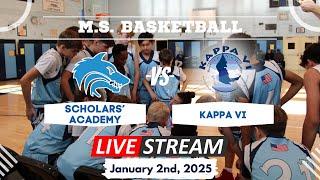 MS Basketball: Scholars' Academy (HOME) V.S. Kappa VI (AWAY): January 2nd at 10 am