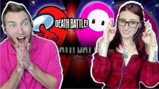 HER FIRST DEATH BATTLE IS SUS! Reacting to "Among Us vs Fall Guys" Death Battle with Kirby