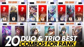 TOP 20 BEST DUO AND TRIO HEROES COMBOS TO RANK UP EASILY!