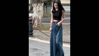 하이웨스트 데님 와이드 팬츠