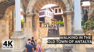 Antalya Hadrian Gate | ASMR Walking in Old Town | Turkey 2023 | 4K UHD