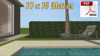 Planos de Casas Con Piscina 10x16 Metros | 10 x 16m house plans